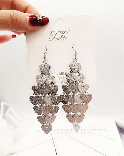 1 Pair Elegant Star Tassel Heart Shape Inlay Alloy Artificial Pearls Rhinestones Glass Earrings