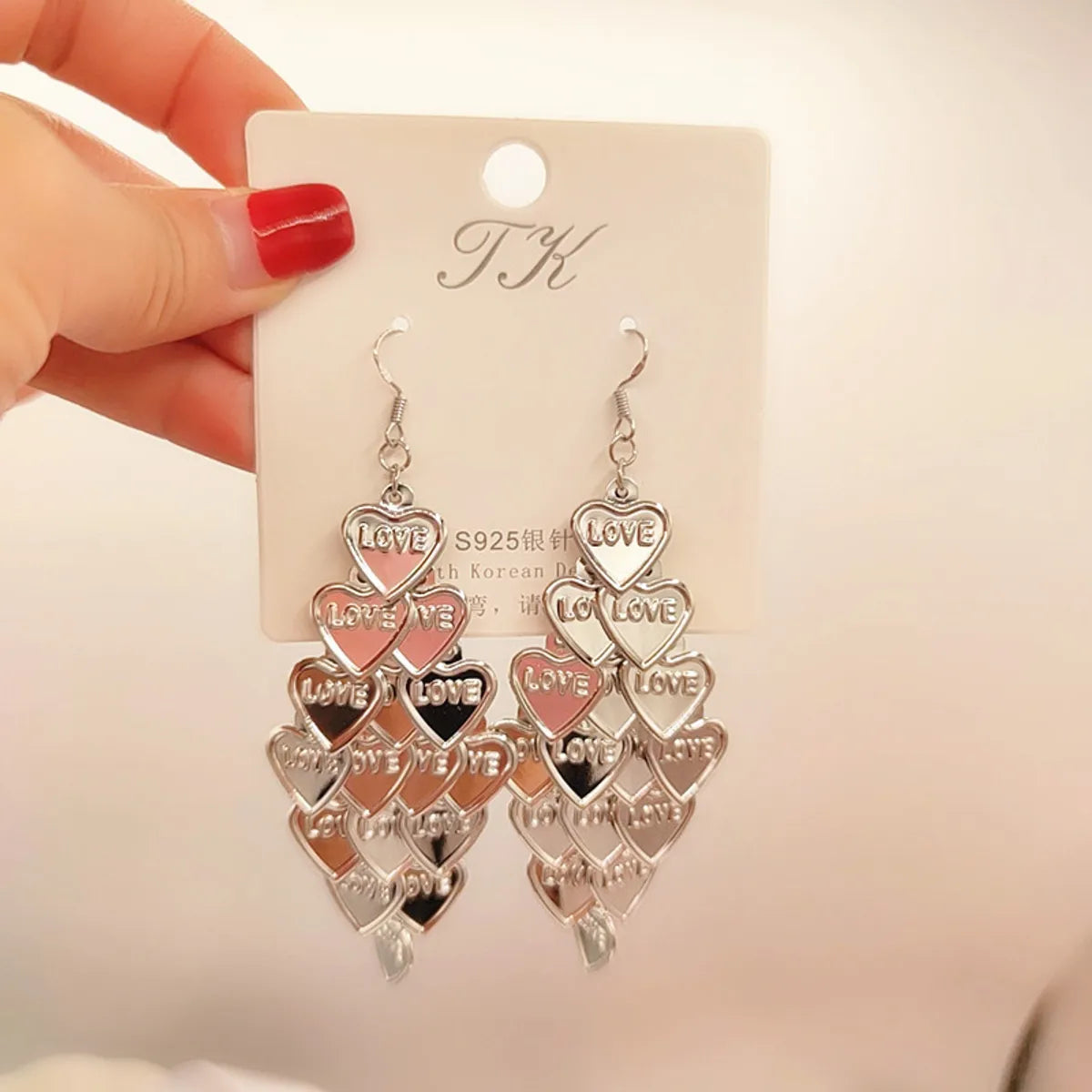 1 Pair Elegant Star Tassel Heart Shape Inlay Alloy Artificial Pearls Rhinestones Glass Earrings