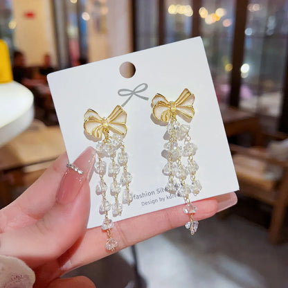 1 Pair Elegant Streetwear Bow Knot Alloy Drop Earrings