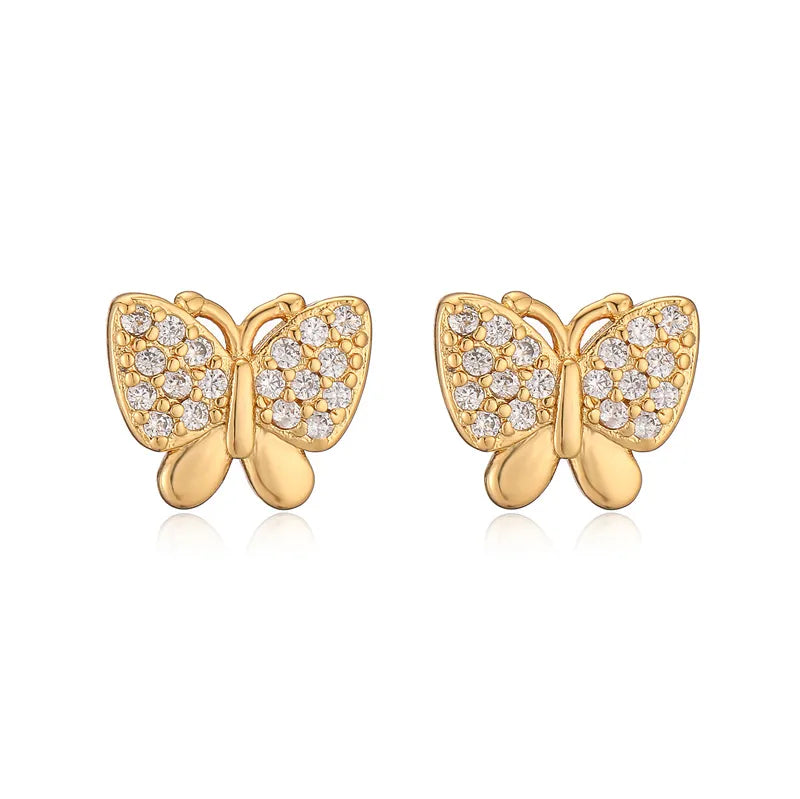 1 Pair Elegant Streetwear Butterfly Bow Knot Plating Inlay Copper Rhinestones Ear Studs