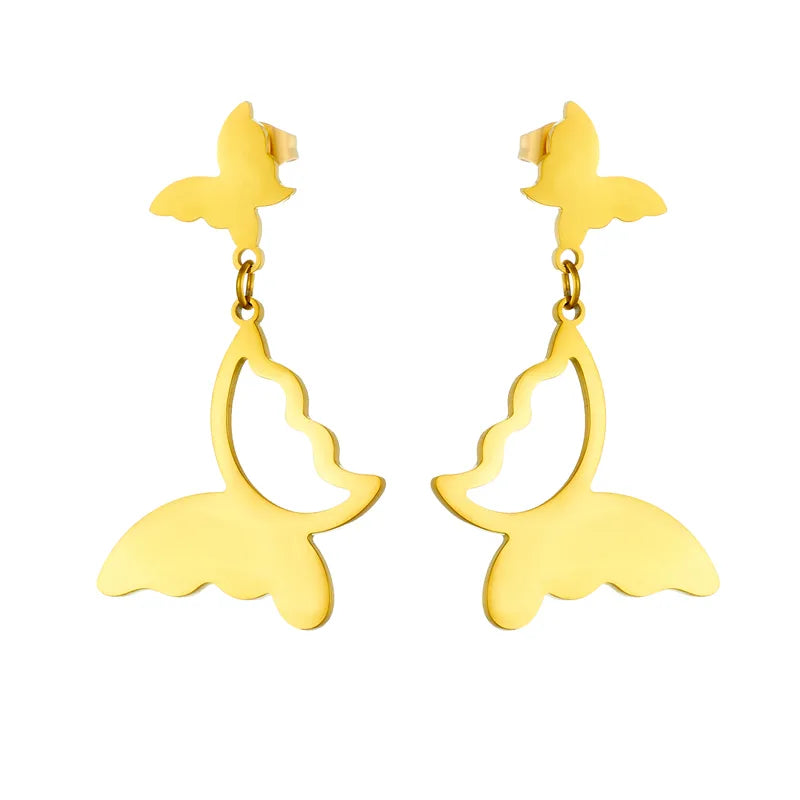 1 Pair Elegant Streetwear Butterfly Plating 304 Stainless Steel No Inlaid 18K Gold Plated Earrings