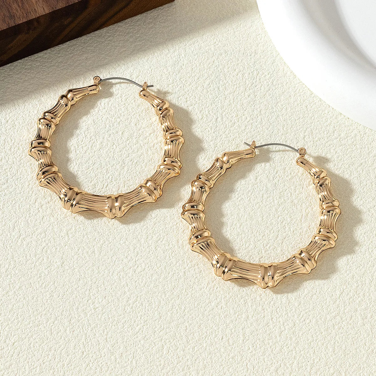 1 Pair Elegant Streetwear Circle Bamboo Joint Iron Hoop Earrings