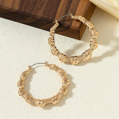 1 Pair Elegant Streetwear Circle Bamboo Joint Iron Hoop Earrings