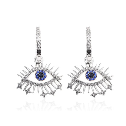 1 Pair Elegant Streetwear Devil'S Eye Inlay Alloy Zircon Drop Earrings