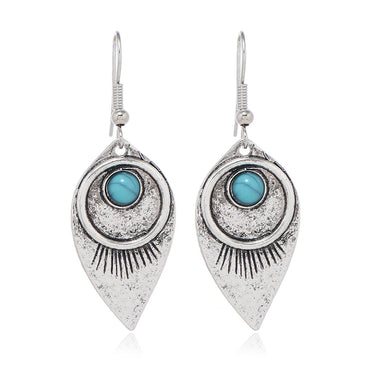 1 Pair Elegant Streetwear Eye Inlay Alloy Turquoise Drop Earrings