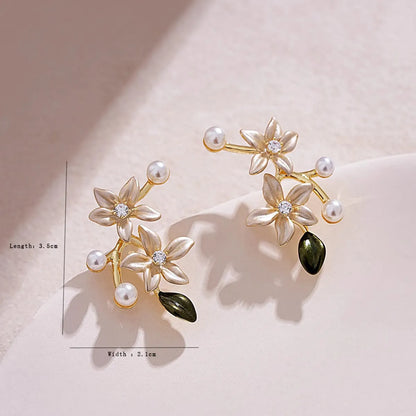 1 Pair Elegant Streetwear Flower Alloy Drop Earrings