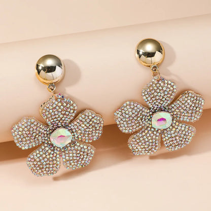 1 Pair Elegant Streetwear Flower Alloy Drop Earrings