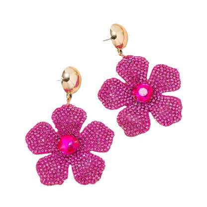 1 Pair Elegant Streetwear Flower Alloy Drop Earrings