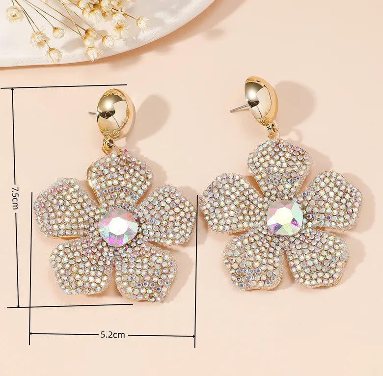 1 Pair Elegant Streetwear Flower Alloy Drop Earrings