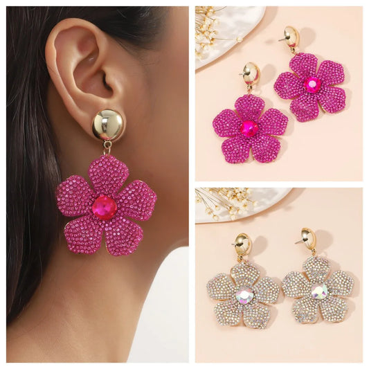 1 Pair Elegant Streetwear Flower Alloy Drop Earrings