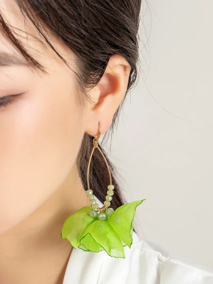 1 Pair Elegant Streetwear Flower Plating Alloy Polyester Gold Plated Drop Earrings