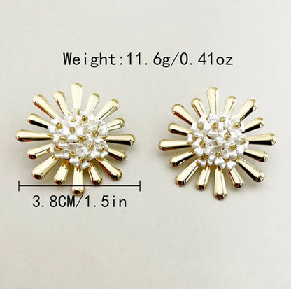 1 Pair Elegant Streetwear Flower Plating Inlay 304 Stainless Steel Artificial Pearls 14K Gold Plated Ear Studs