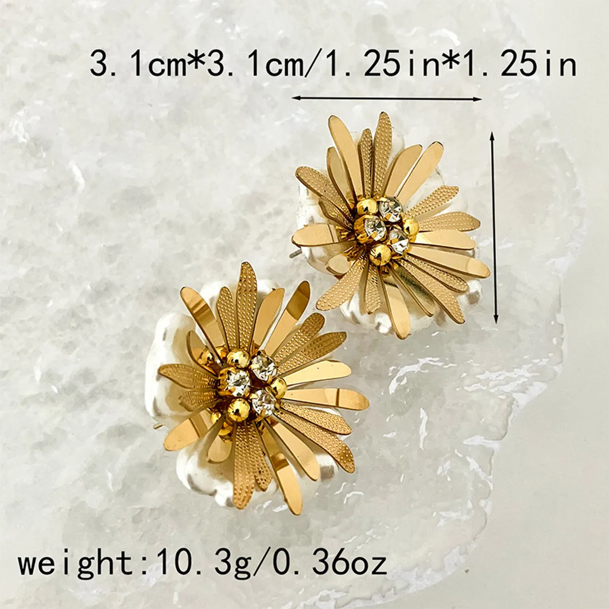 1 Pair Elegant Streetwear Flower Plating Inlay 304 Stainless Steel Artificial Pearls 14K Gold Plated Ear Studs