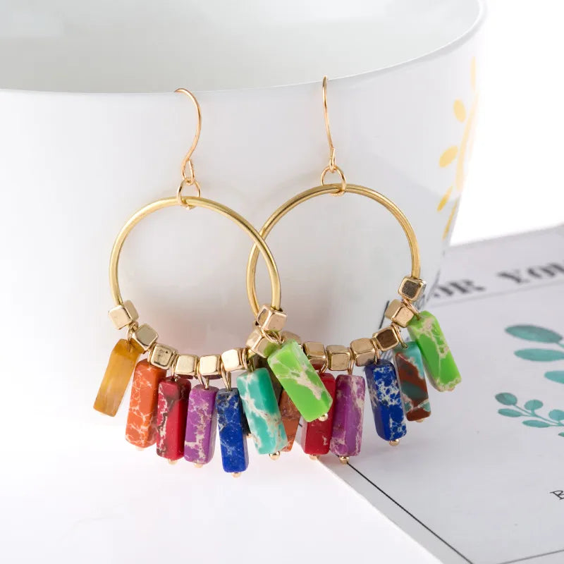 1 Pair Elegant Streetwear Geometric Alloy Stone Drop Earrings