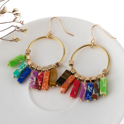 1 Pair Elegant Streetwear Geometric Alloy Stone Drop Earrings