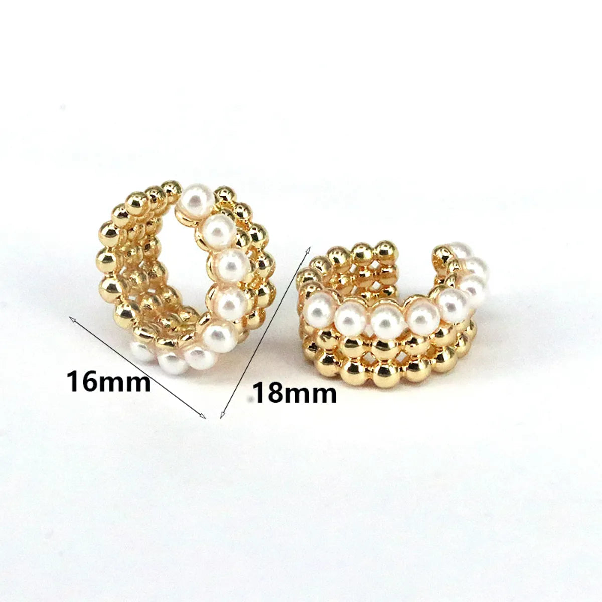 1 Pair Elegant Streetwear Geometric Plating Inlay Copper Artificial Pearls Zircon 18k Gold Plated Ear Studs