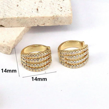 1 Pair Elegant Streetwear Geometric Plating Inlay Copper Artificial Pearls Zircon 18k Gold Plated Ear Studs