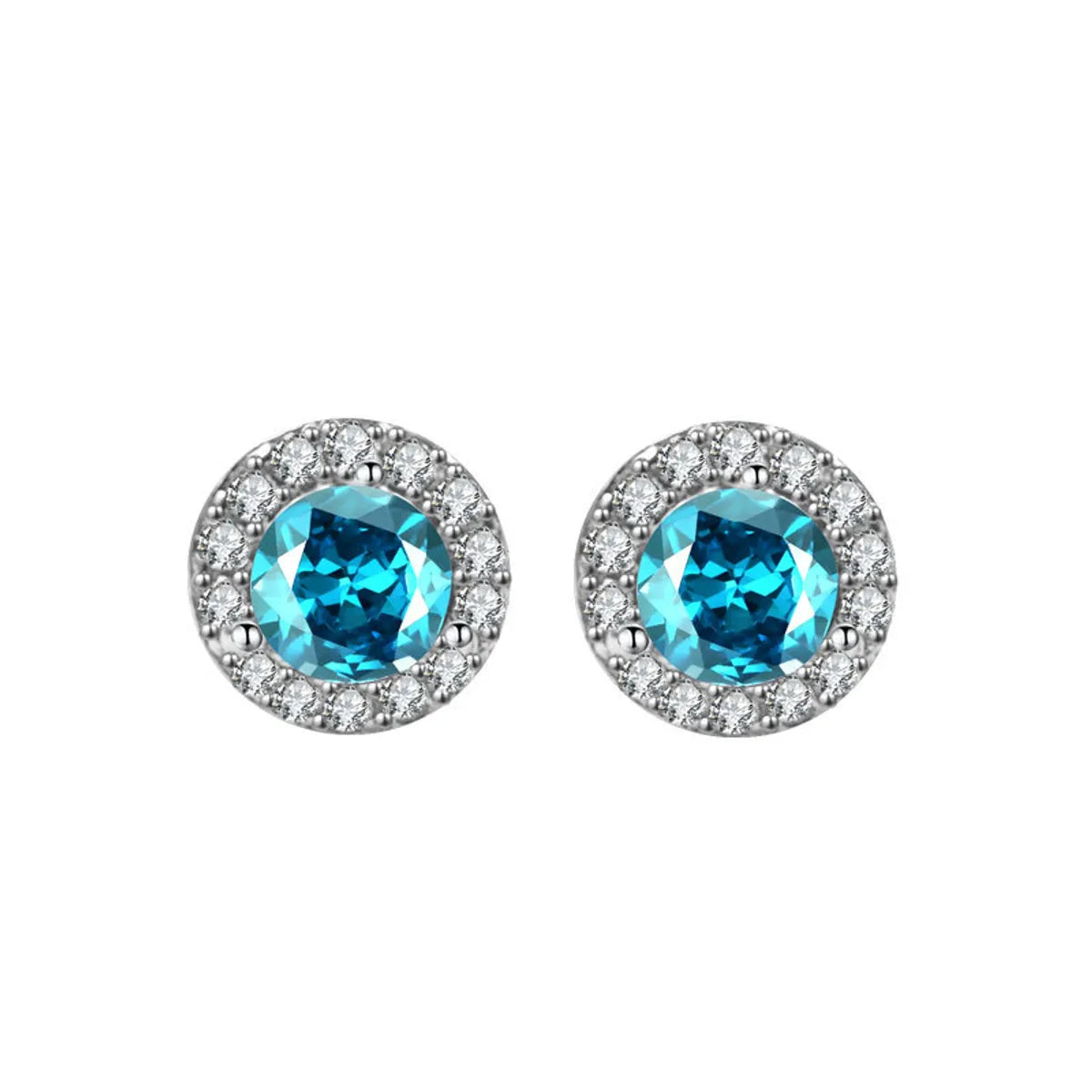 1 Pair Elegant Streetwear Geometric Plating Inlay Sterling Silver Birthstone Zircon Ear Studs