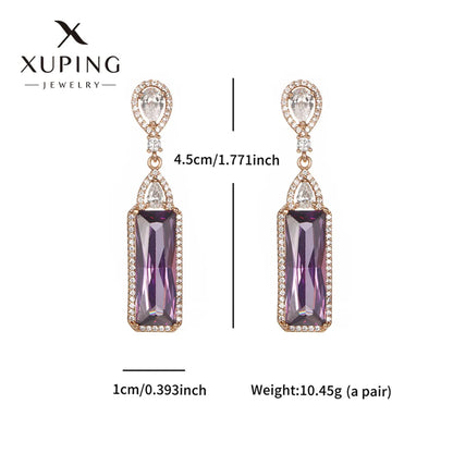 1 Pair Elegant Streetwear Geometric Rectangle Plating Inlay Copper Artificial Gemstones 18K Gold Plated Drop Earrings