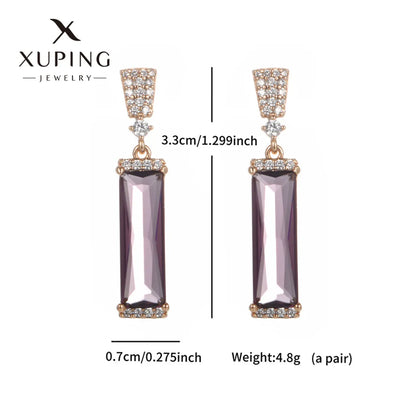 1 Pair Elegant Streetwear Geometric Rectangle Plating Inlay Copper Artificial Gemstones 18K Gold Plated Drop Earrings