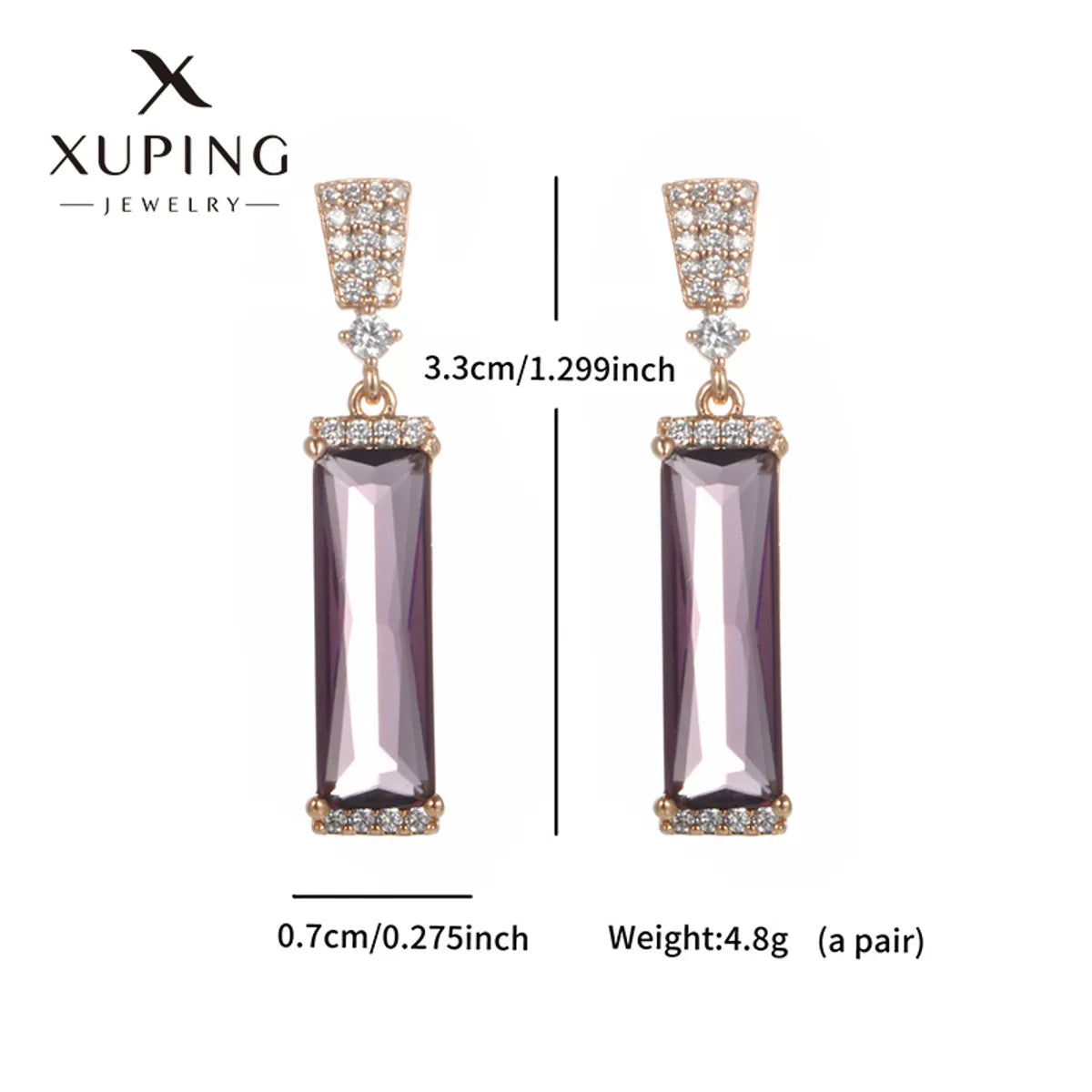 1 Pair Elegant Streetwear Geometric Rectangle Plating Inlay Copper Artificial Gemstones 18K Gold Plated Drop Earrings