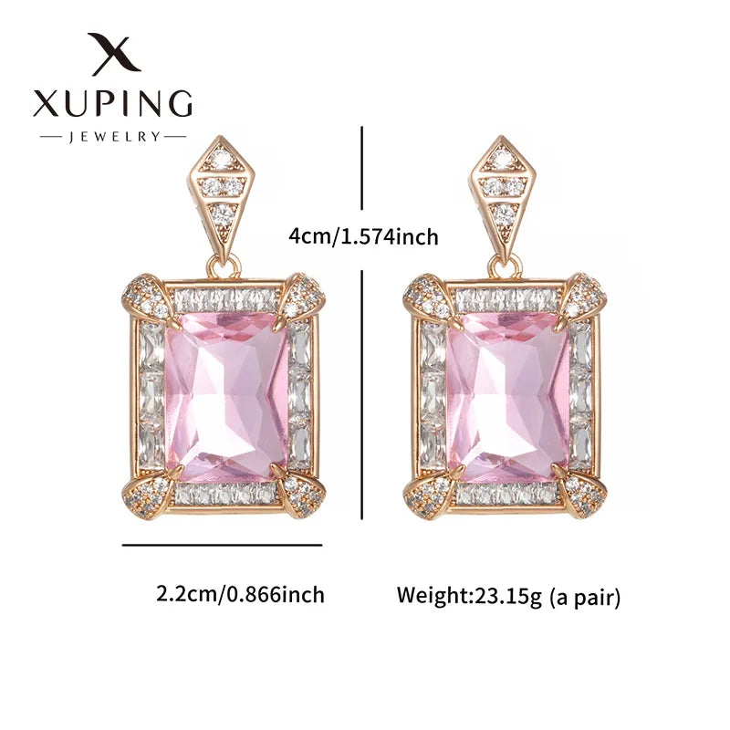 1 Pair Elegant Streetwear Geometric Square Water Droplets Plating Inlay Copper Artificial Gemstones 18K Gold Plated Drop Earrings