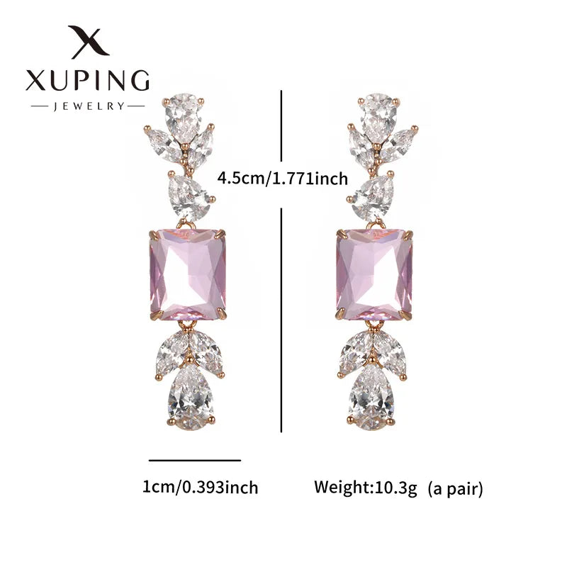 1 Pair Elegant Streetwear Geometric Square Water Droplets Plating Inlay Copper Artificial Gemstones 18K Gold Plated Drop Earrings