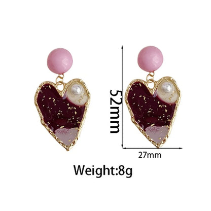 1 Pair Elegant Streetwear Heart Shape Alloy Drop Earrings