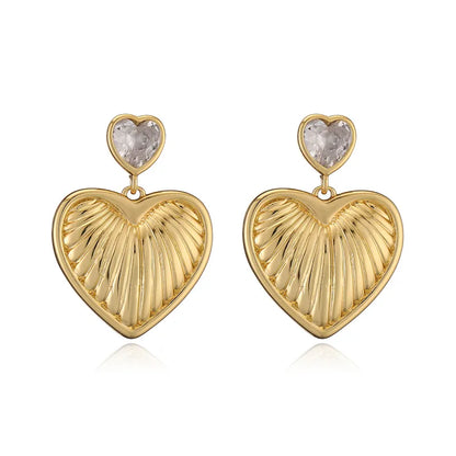 1 Pair Elegant Streetwear Heart Shape Plating Inlay Copper Rhinestones Gold Plated Ear Studs