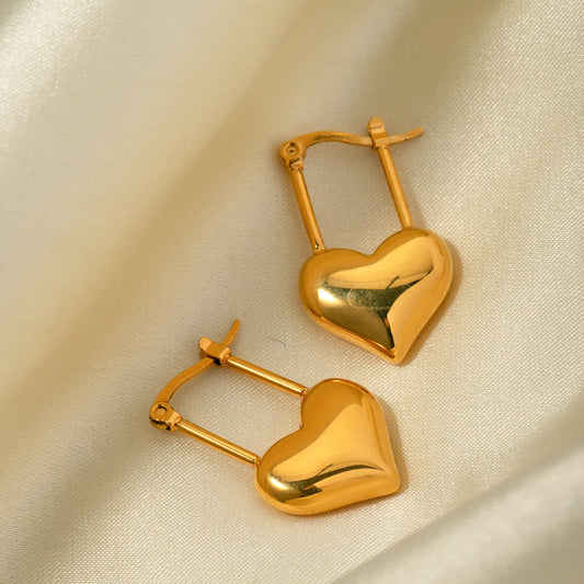 1 Pair Elegant Streetwear Heart Shape Plating Stainless Steel 18k Gold Plated Drop Earrings