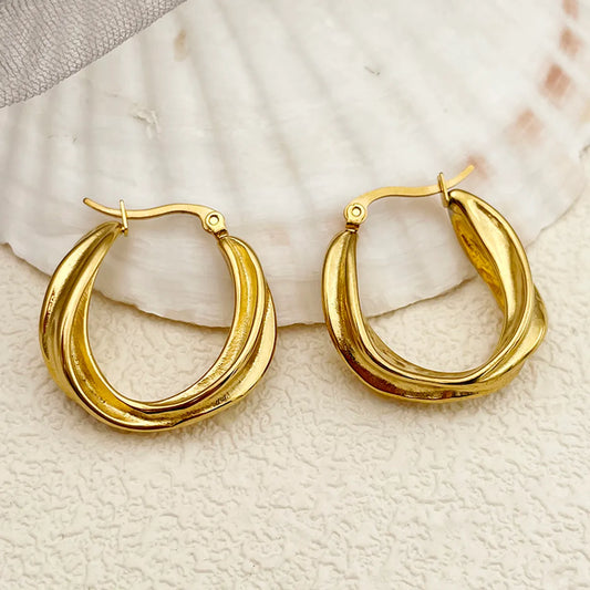 1 Pair Elegant Streetwear Irregular Plating Stainless Steel Gold Plated Earrings