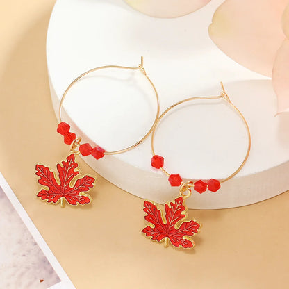 1 Pair Elegant Streetwear Maple Leaf Plating Alloy Earrings