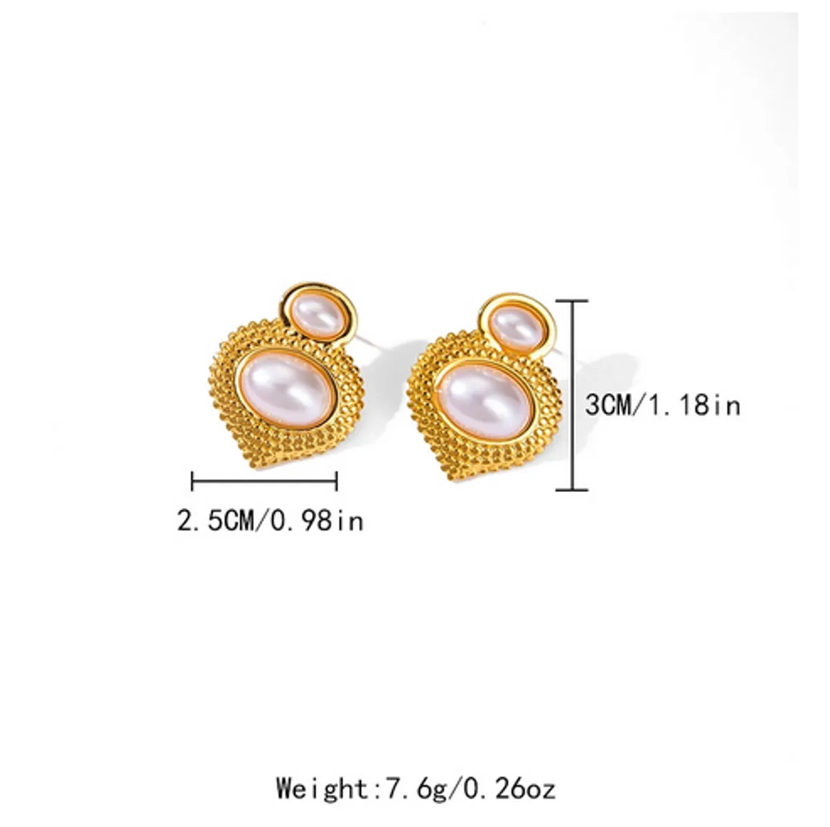 1 Pair Elegant Streetwear Oval Plating Inlay 304 Stainless Steel Artificial Pearls 14K Gold Plated Ear Studs