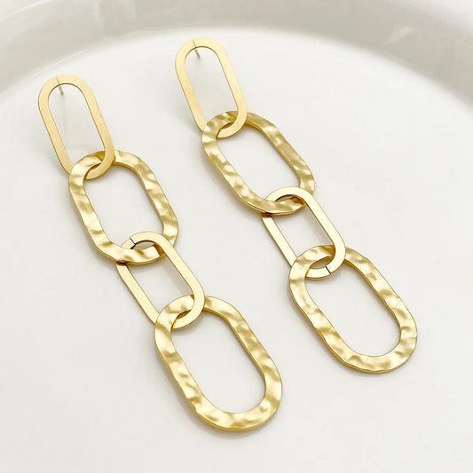 1 Pair Elegant Streetwear Oval Polishing Plating Stainless Steel Gold Plated Drop Earrings