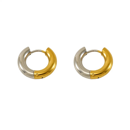 1 Pair Elegant Streetwear Round 304 Stainless Steel 18K Gold Plated Earrings