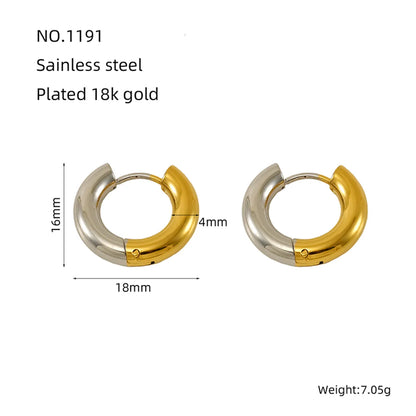 1 Pair Elegant Streetwear Round 304 Stainless Steel 18K Gold Plated Earrings