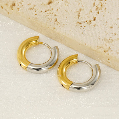 1 Pair Elegant Streetwear Round 304 Stainless Steel 18K Gold Plated Earrings