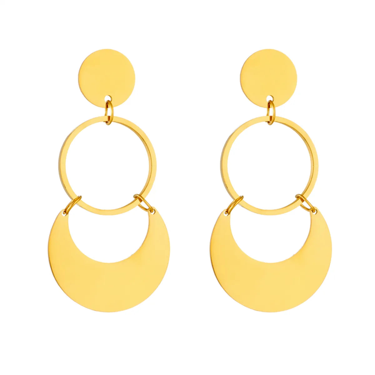 1 Pair Elegant Streetwear Round Plating Titanium Steel 18k Gold Plated Drop Earrings