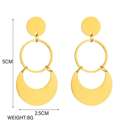 1 Pair Elegant Streetwear Round Plating Titanium Steel 18k Gold Plated Drop Earrings