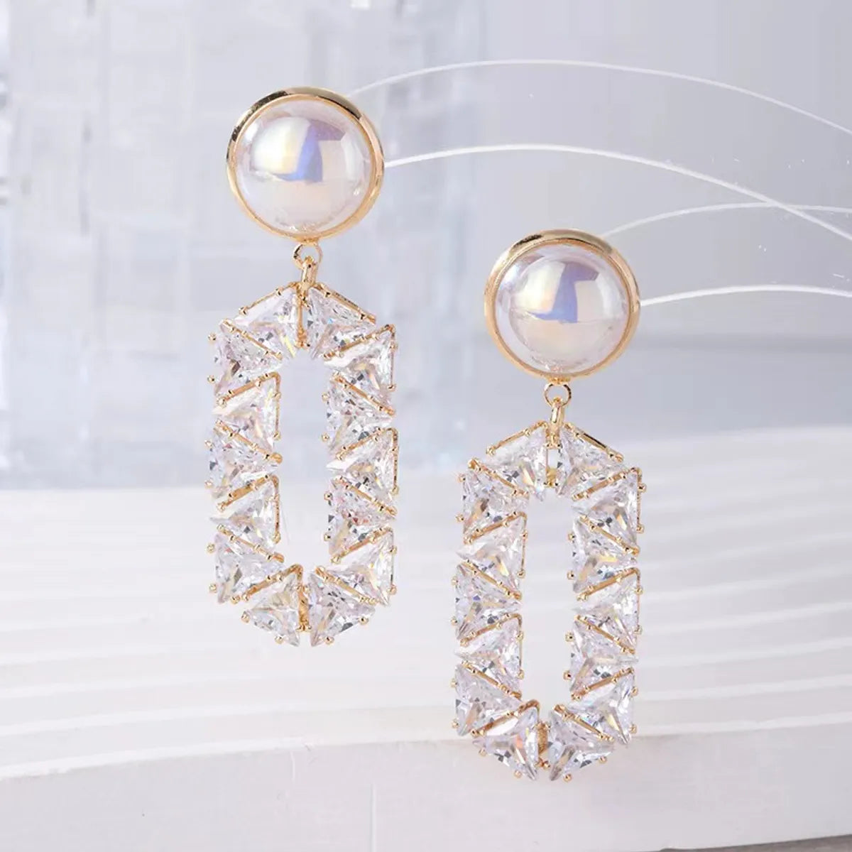 1 Pair Elegant Streetwear Solid Color Inlay Sterling Silver Artificial Pearls Zircon Drop Earrings