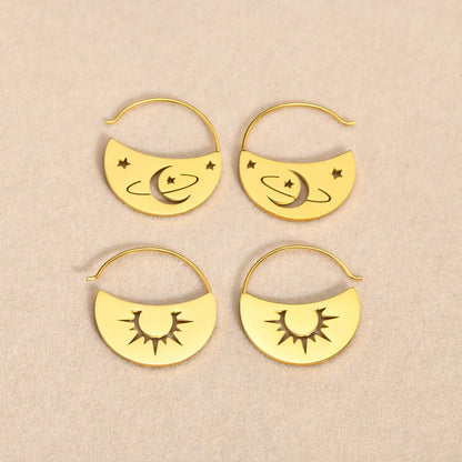 1 Pair Elegant Streetwear Star Moon Plating Stainless Steel Earrings