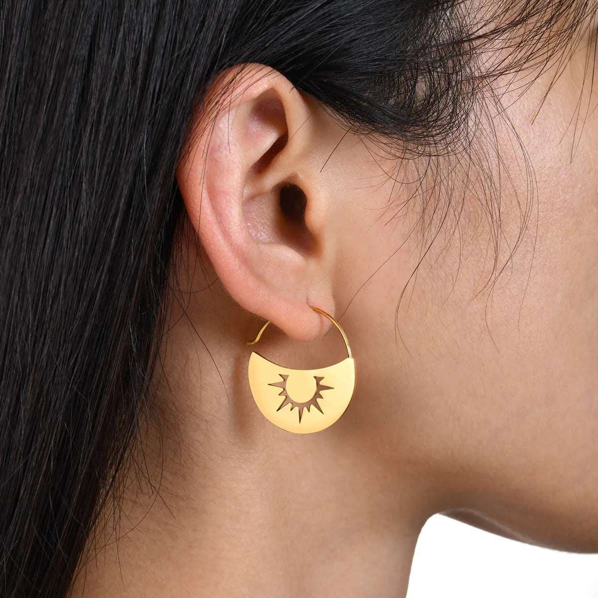 1 Pair Elegant Streetwear Star Moon Plating Stainless Steel Earrings