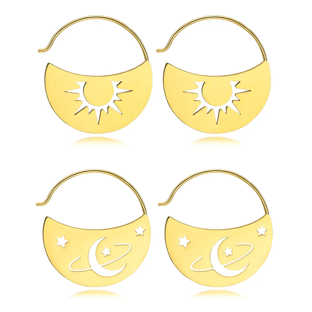 1 Pair Elegant Streetwear Star Moon Plating Stainless Steel Earrings