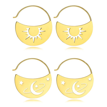 1 Pair Elegant Streetwear Star Moon Plating Stainless Steel Earrings