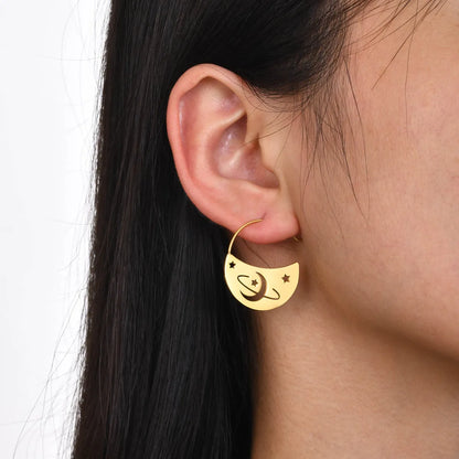 1 Pair Elegant Streetwear Star Moon Plating Stainless Steel Earrings