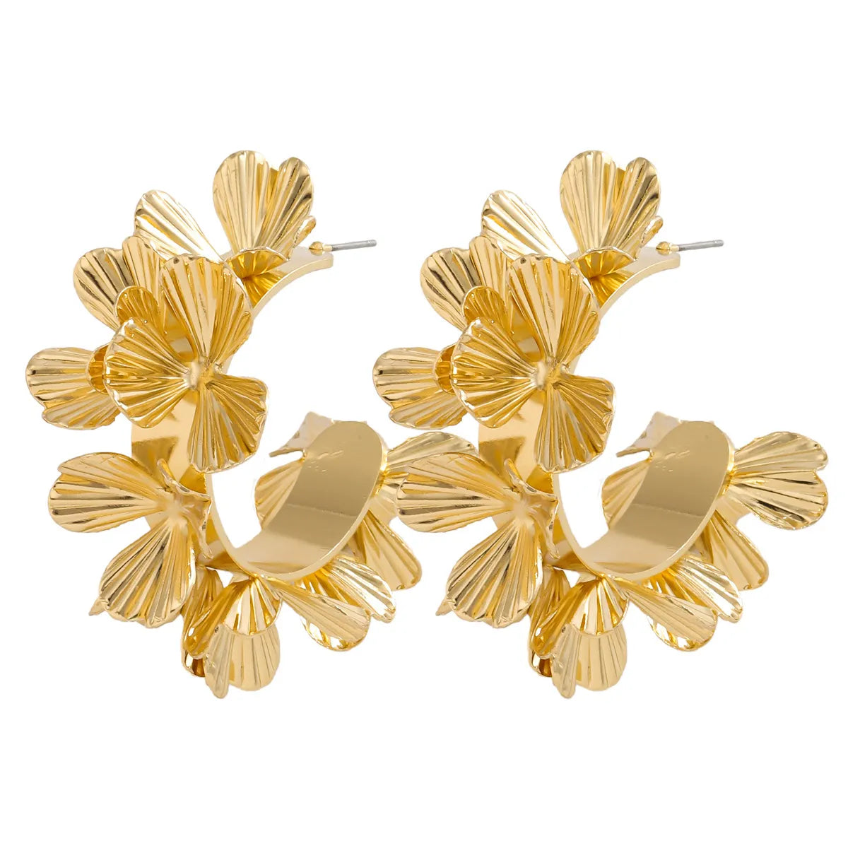 1 Pair Elegant Streetwear U Shape Flower Plating Alloy Ear Studs