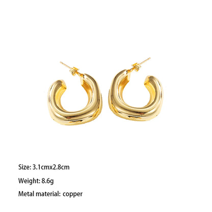 1 Pair Elegant Streetwear U Shape Irregular Round Plating Copper Brass 18K Gold Plated Earrings Ear Studs