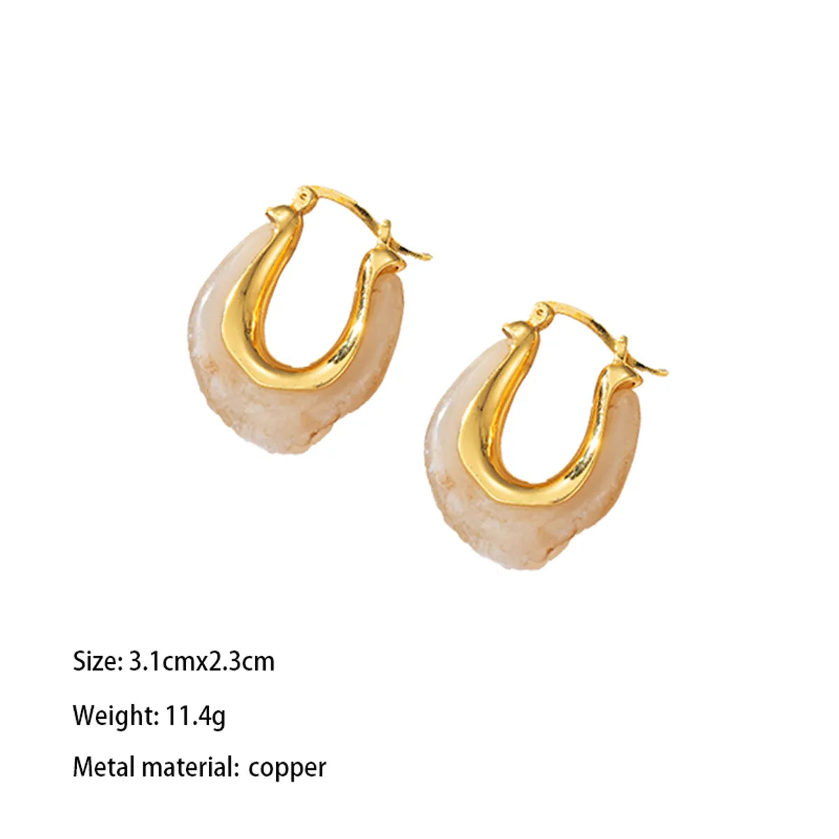 1 Pair Elegant Streetwear U Shape Irregular Round Plating Copper Brass 18K Gold Plated Earrings Ear Studs