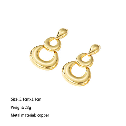 1 Pair Elegant Streetwear U Shape Irregular Round Plating Copper Brass 18K Gold Plated Earrings Ear Studs