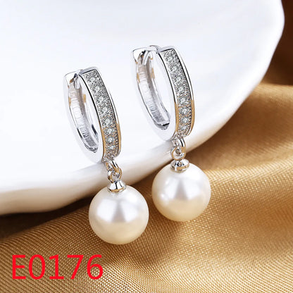 1 Pair Elegant Streetwear U Shape Round Inlay Copper Artificial Pearls Zircon Drop Earrings